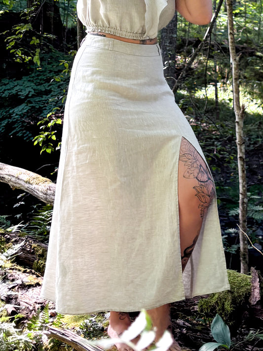 Flax High Waisted Slit Skirt