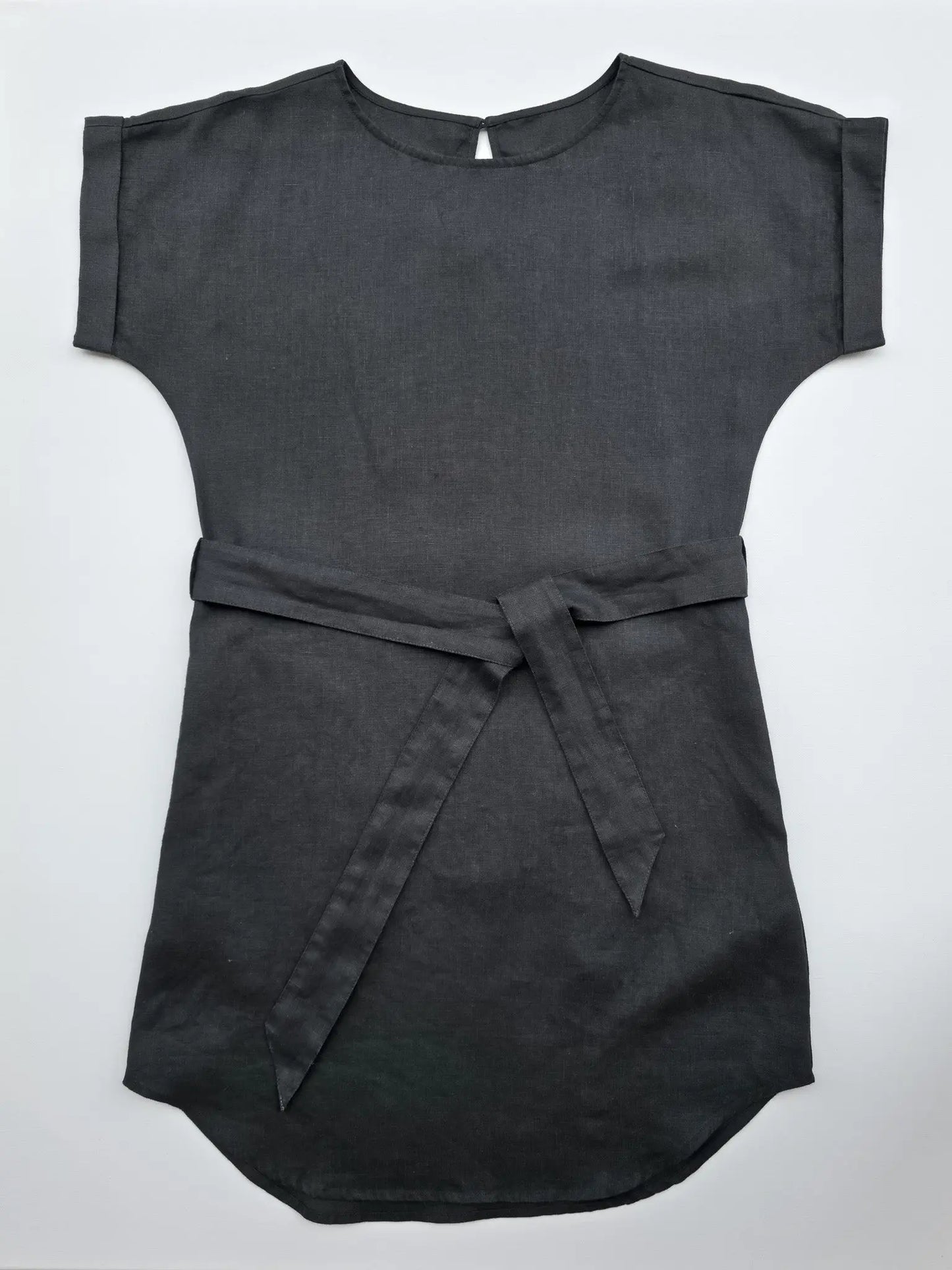 T-Shirt Dress 100% Linen Black for women in Australia